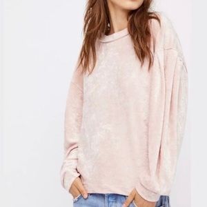 Free People We The Free Blush Pink Milan Velvet Sweatshirt size M